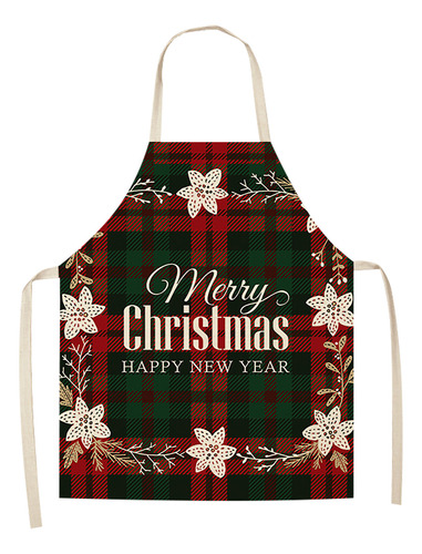 Delantal De Lino Con Estampado Navideño De Family Kitchen, P