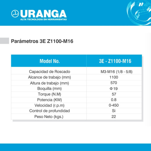 Maquina Roscadora Eléctrica Taipu Uranga 3 E Z1100 M3 - M16