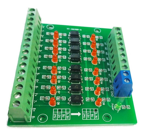 Modulo Optoacoplador 12v A 3.3v Pnp 8 Canales Aislamiento