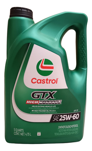 Aceite Motor Gasolina 25w60 Semisintetico Castrol Gtx 4.73 L