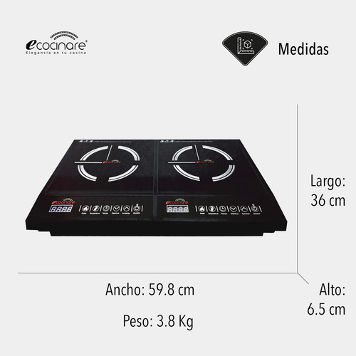 Parrilla eléctrica Ecocinare Cook-03 negra 110V