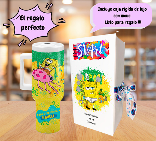 Termo 1.2 Litros Bob Esponja Cumpleaños Personalizado