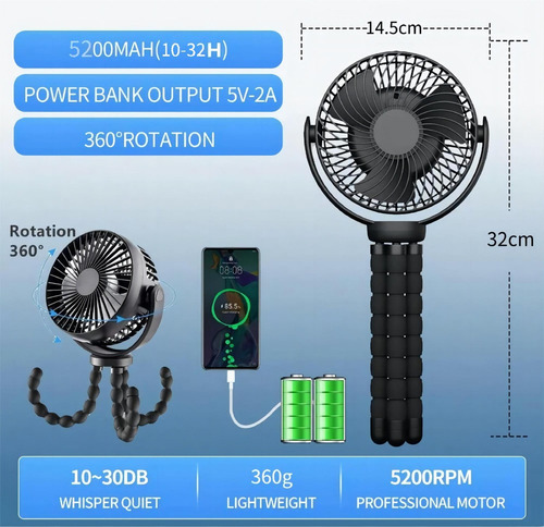N Mini Ventilador Portátil De Larga Duración