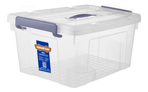 Caja Contenedor Plastico Apilable Transparente 66lt Wadfow W