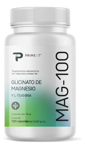 Magnesio Glicinato Mag-100 Primetech 120 Cáps Con 100 Mg