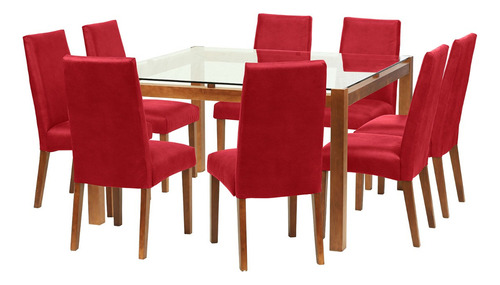 Jgo. De Comedor Barcelona 1400x1400 S/cadiz Cuero Rojo