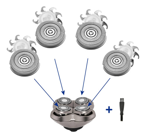 Paquete De 4 Cuchillas De Repuesto Para Afeitadora Skull Sha