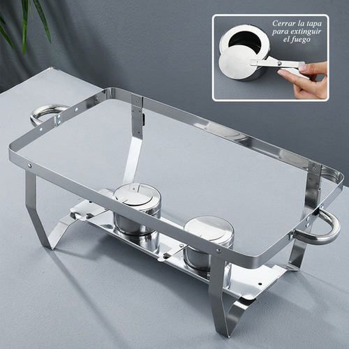 Bufetera Olla Rectangular Acero Inoxidable 11 L Con 2 Medios