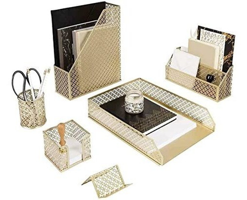 Blu Monaco 6 Piece Lindo Juego Organizador De Escritorio De