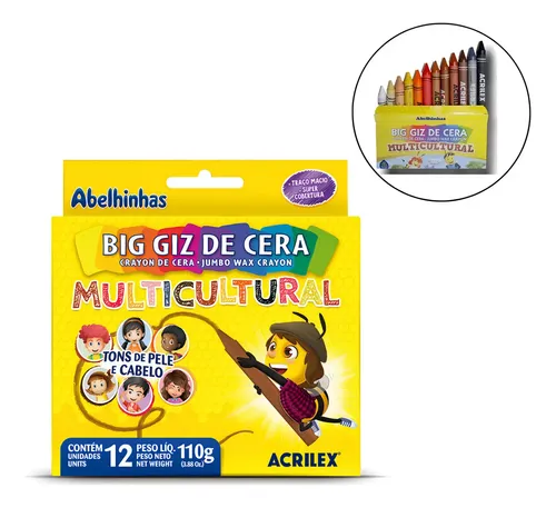 Giz De Cera Multicultural Big 12 Cores Acrilex | MercadoLivre