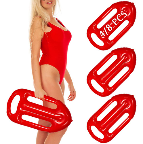 4 De Flotador Inflable Rojo Accesorio De Rescate