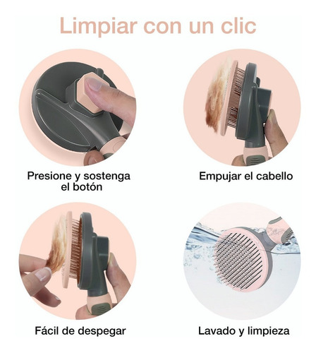 Cepillo Peine Deslanador Perro Gato Para Quita Pelo 2 En 1 Color Rosa Claro