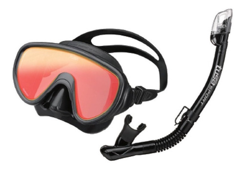 Imagen 1 de 3 de Careta Y Snorkel De Buceo Tusa Serene Lente Espejo