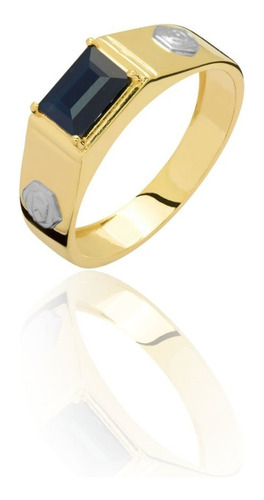 Anel De Formatura Em Ouro 18k Amarelo Com Zircônias