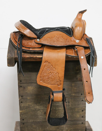 Silla Montar Para Pony 10 Niño Estilo Vaquero Vaquera Cuero