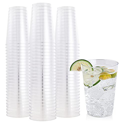 100pack Clear Plastic Cups 12 Oz Disposable Cups Heavy ...