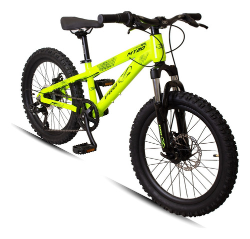 Bicicleta Aro 20 Pro-x Mtb Alumínio 7v Shimano F. Disco Susp Cor Amarelo Neon Tamanho Do Quadro S