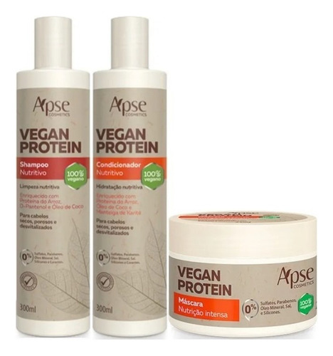  Apse Vegan Protein Shampoo E Condicionador E Máscara