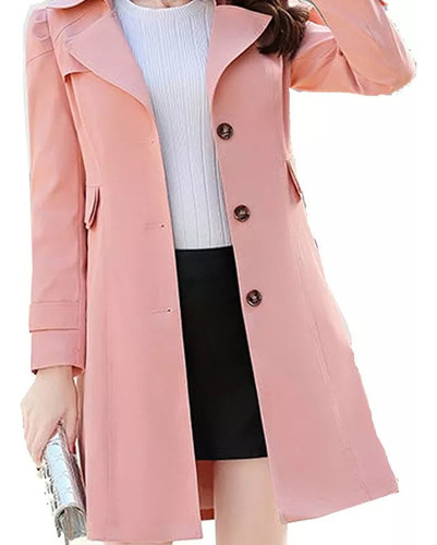 Trench Coat Feminino De Gabardine Longa Sobretudo