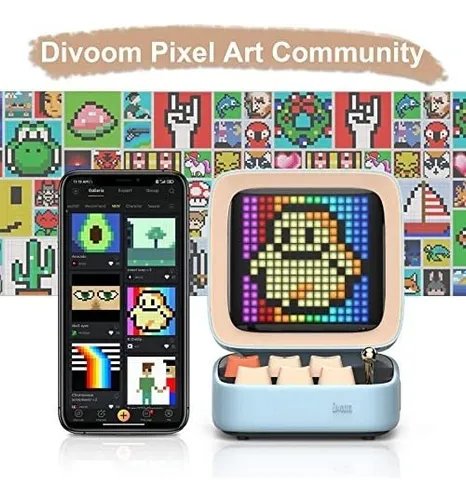 Parlante Bluetooth Divoom Retro Pixel Art (celeste)
