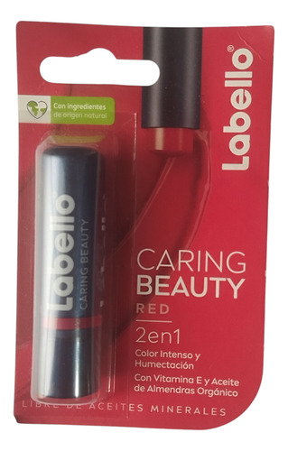 Bálsamo Labial Labello Caring Beauty Color Red 4.8g