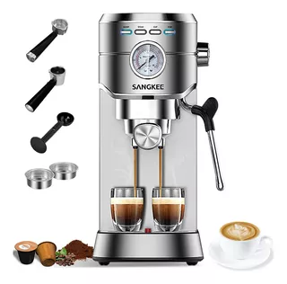 Sangkee Cafetera Espresso 20 Bar, Máquina De Café Espresso Con Varita Espumadora De Leche, Compatible Con Café Molido/cápsulas Nespresso, Compacta Cafetera Para Hogar,capuchino, Latte, Macchiato,1350w