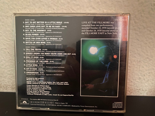Derek And The Dominos - Live Fillmore ( Cd Duplo ) Zerado