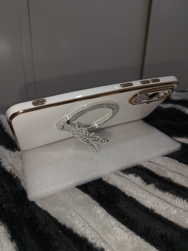 Funda Importada Para Samsung A36 + Pop Mariposa Brillo Blanco A36