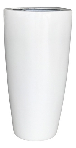 Vaso De Fibra De Vidro Branco 56x30 Cm Estilo Vietnamita