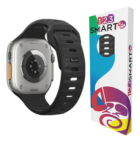 Pulseira De Silicone Mariner Para Hw16 W29s Ultra 9 Plus Pro Max 49mm W69+ Ultra 49mm Serie 10 T800 T900 W99+ W34+ S10 Ultra I9 Ultra Max Series W28 Watch 9 Ultra2 Ultra S100 K9 Ultra 2 Dt8 - Preto