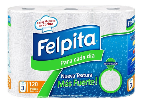 Rollo De Cocina Felpita Blanco 40 Paños X3 Rollos