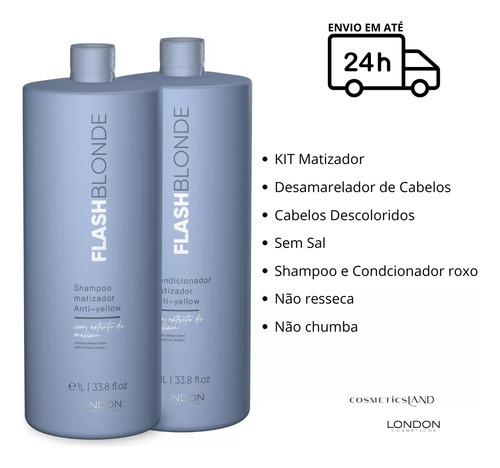 Kit Flash Blonde Alto Poder De Matização Sh 1l E Cond. 1l