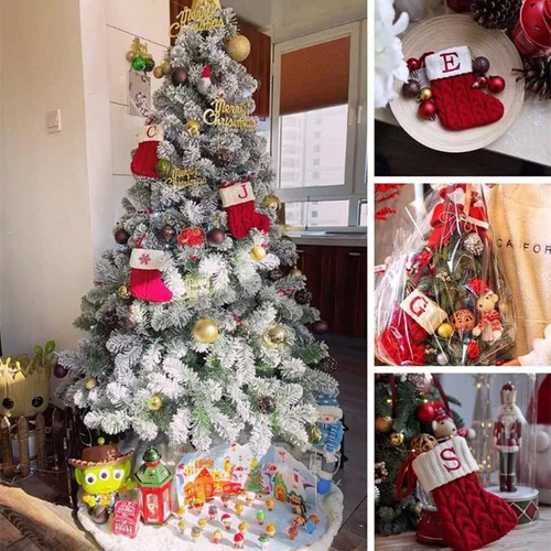 W Medias Navideñas Con Iniciales Bordadas Navideñas