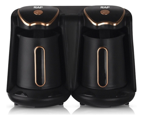 Cafetera Turca Eléctrica Semi Automática Doble Taza Hervidor Color Negro Con Dorado