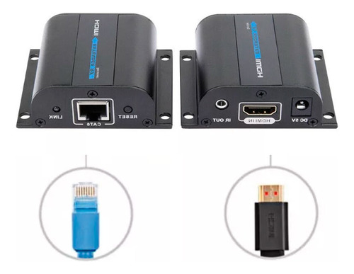 Adaptador Extension Activa Hdmi Con Cable Utp Hasta 60m Ir