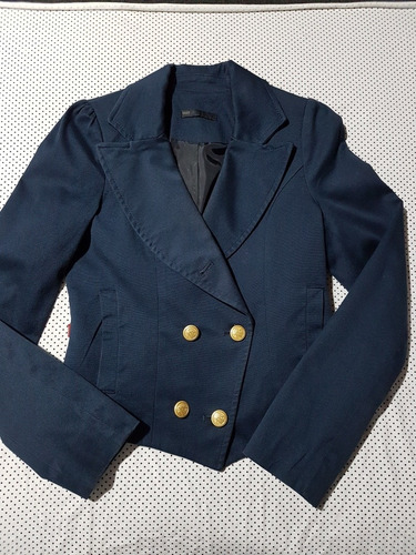 Blazer Saco Levis Mujer Azul Con Botones Dorados Hermoso!