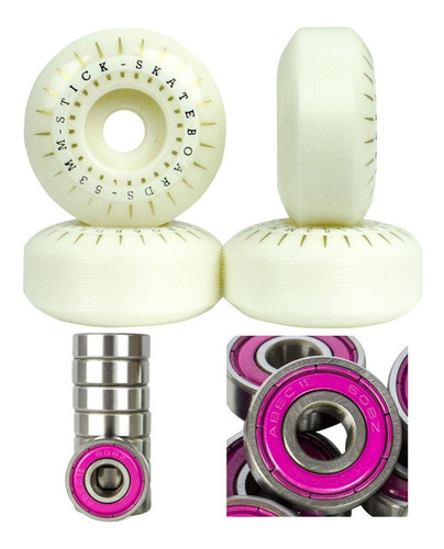 Rodinha Skate Roda Stick 53mm E Jogo Rolamento Abec 15