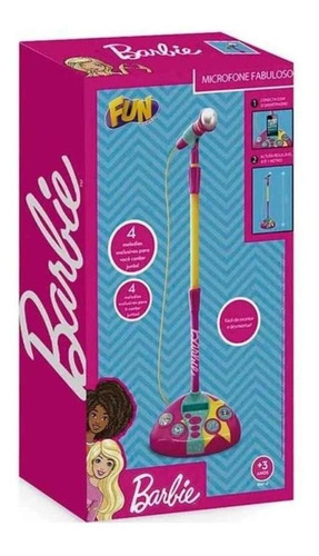 Microfone Fabuloso Barbie Com Função Mp3 Player Fun