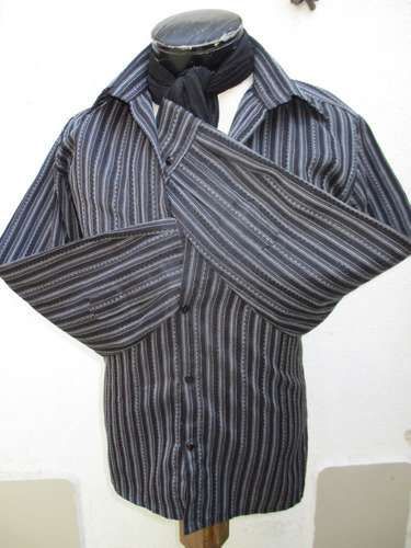 Camisa  Negra A Rayas Talla S . Italian Original 