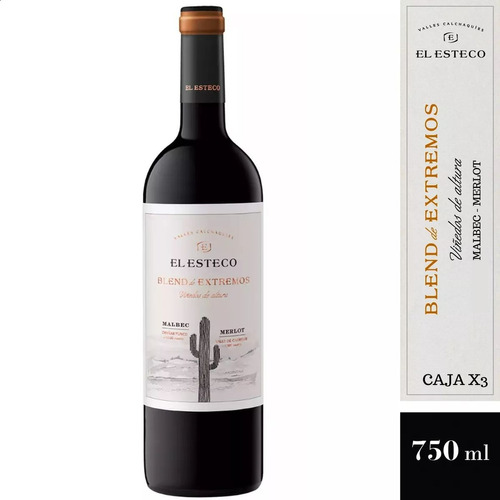 Vino Tinto Malbec Merlot El Esteco Blend De Extremos Caja X3