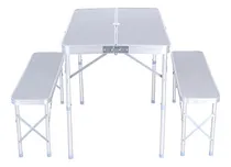 Comprar Mesa Plegable Aluminio Camping Con 2 Bancos Valija Maletin 