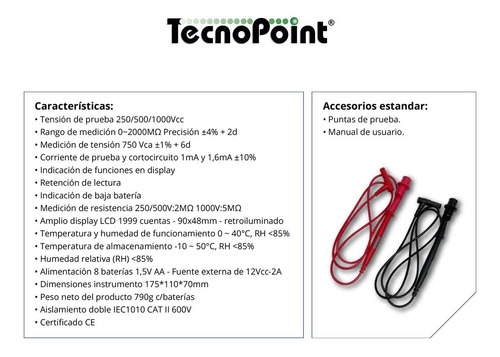 Imagen 3 de 9 de Medidor De Resistencia De Aislación Digital Baw 8060b