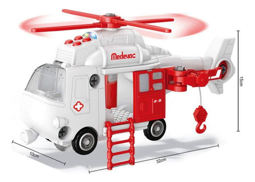 Helicóptero De Resgate City Machine Com Luz E Som Multikids