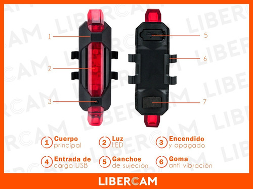 Imagen 5 de 10 de Luz Led Bicicleta Recargable Usb Colores Alta Potencia