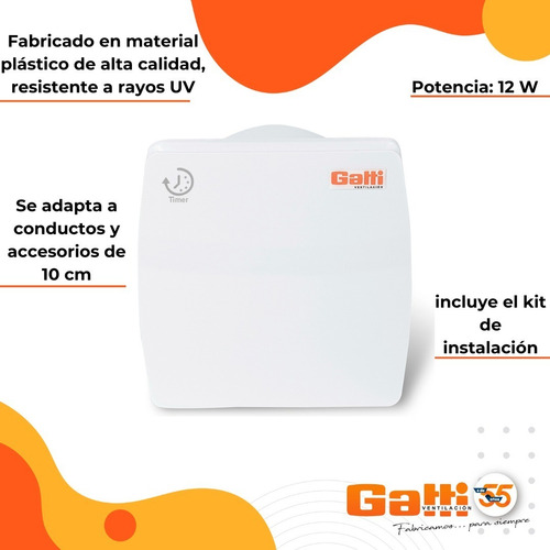 Imagen 4 de 8 de Extractor De Aire Baño/cocina 4 (10 Cm) Tapa Ciega C/ Timer