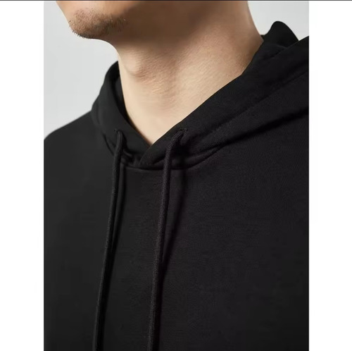 Sudadera Deportiva Con Capucha Lisa Para Hombre Negra
