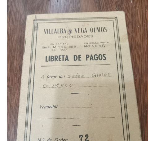 Antigua Libreta De Pagos Villalba Y Vega Olmos Año 51 Sellos