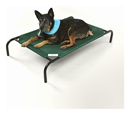 Gale Pacific Coolaroo Elevated Pet Bed With Knitted Fabric, Color Brunswick Green