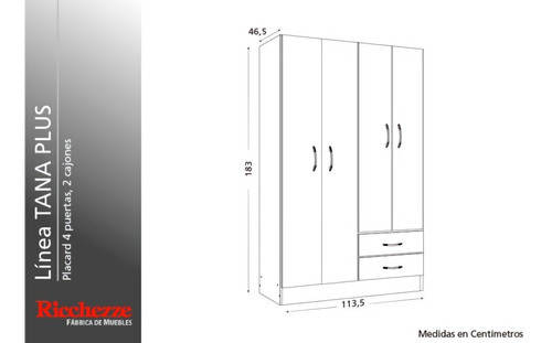 Placard Ricchezze Tana Plus 1.13 M Moccha 4p/2c 182x113x47 Color Marrón