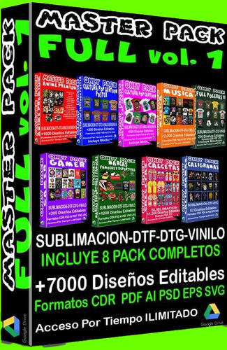 Pack Plantillas Editables +500gb+100.000arc. Sublimacion Dtf